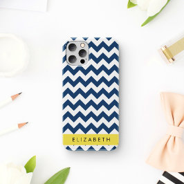 Blue Zigzag, Navy Blue Zickzack, Ihr Name iPhone 16 Hülle