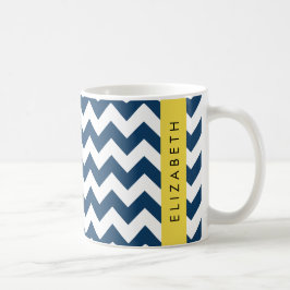 Blue Zigzag, Navy Blue Zickzack, Ihr Name Kaffeetasse