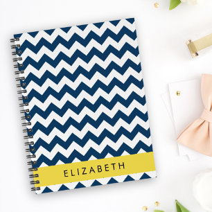 Blue Zigzag, Navy Blue Zickzack, Ihr Name Planer