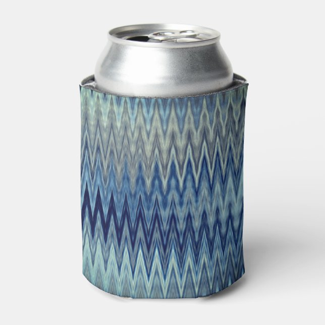 Blue Zigzag Wavy Muster Dosenkühler (Kanne Vorderseite)