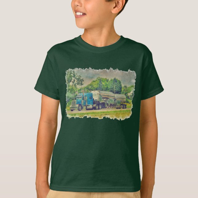 Blue Zistern Tanker Truckfahrergetriebe T-Shirt (Vorderseite)