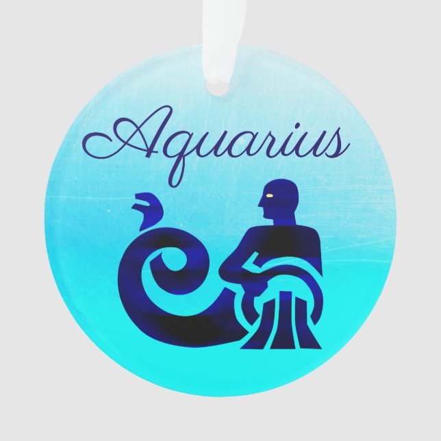 Blue Zodiac Sign Aquarius Lila Horoskop Ornament (Vorderseite)