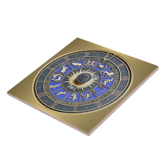 Blue Zodiac Wheel Fliese (Seite)