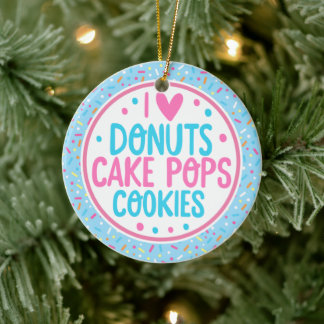 Blue Zuckerguss und Sprinkles I Liebe Donuts Kuche Keramik Ornament