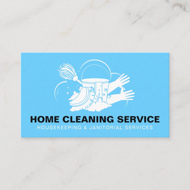 Blue Zuhause Cleaning Service Janitorial Maid Visitenkarte (Vorderseite)