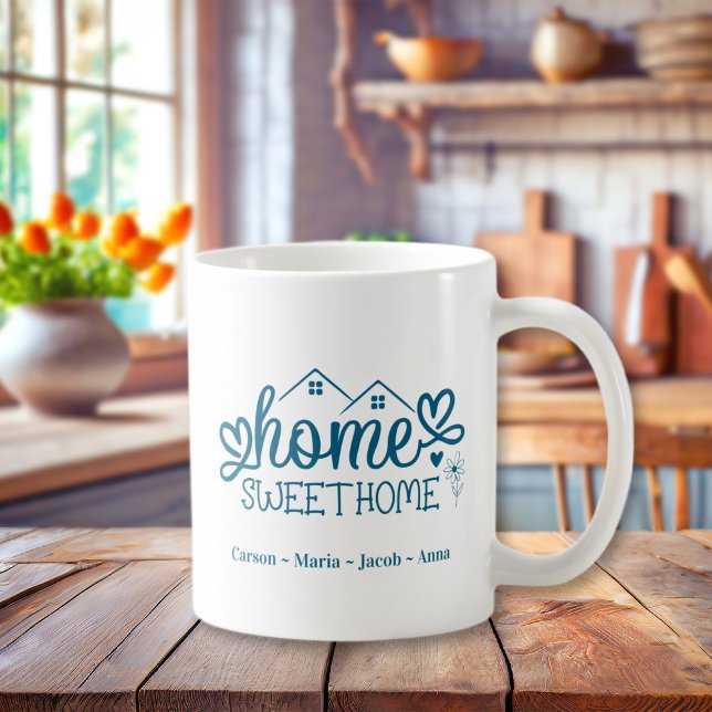Blue Zuhause Sweet Zuhause Personalisiert Kaffeetasse (Blue Home Sweet Home Personalized Coffee Mug
)