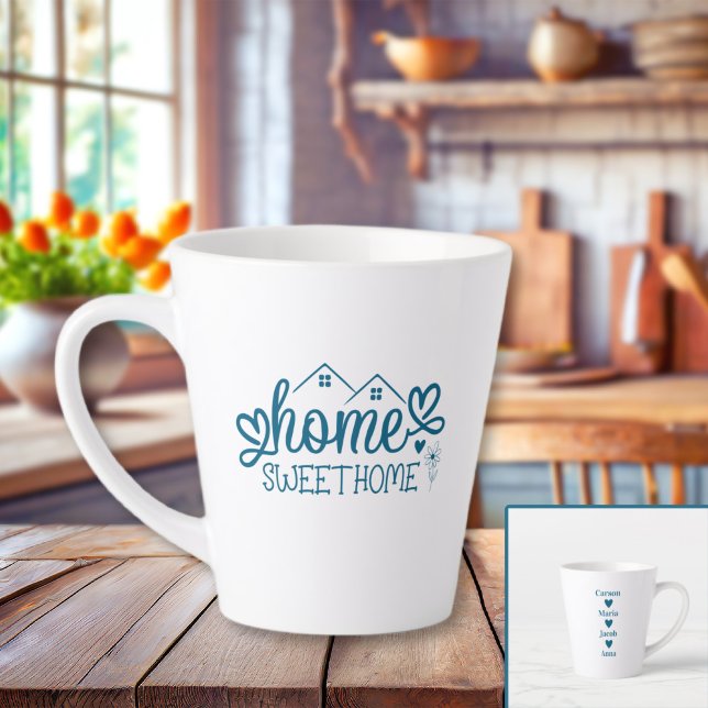 Blue Zuhause Sweet Zuhause Personalisiert Milchtasse (Blue Home Sweet Home Personalized Latte Mug
)