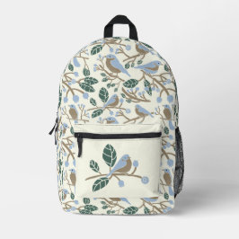 Bluebeeren und Bluebirds Light Blue, Brown, Creme Bedruckter Rucksack