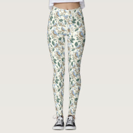 Bluebeeren und Bluebirds Light Blue, Brown, Creme Leggings