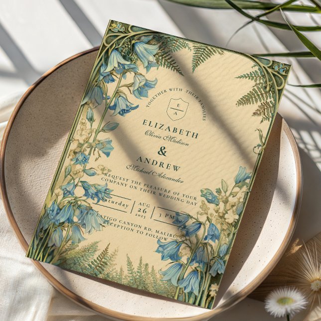 Bluebell Art Nouveau Wedding Einladung (Von Creator hochgeladen)