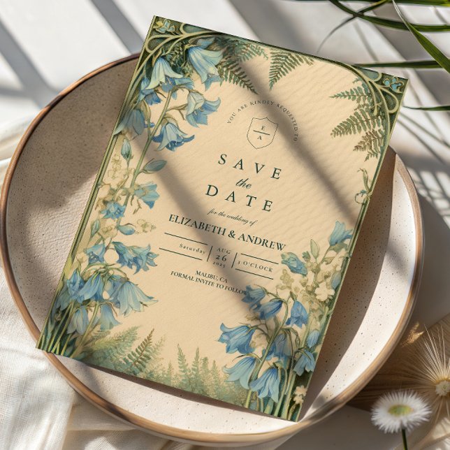Bluebell Art Nouveau Wedding Save The Date (Von Creator hochgeladen)