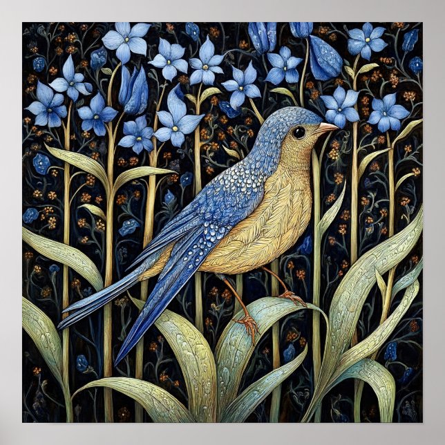 Bluebell Bird Painting Art Print Poster (Vorne)