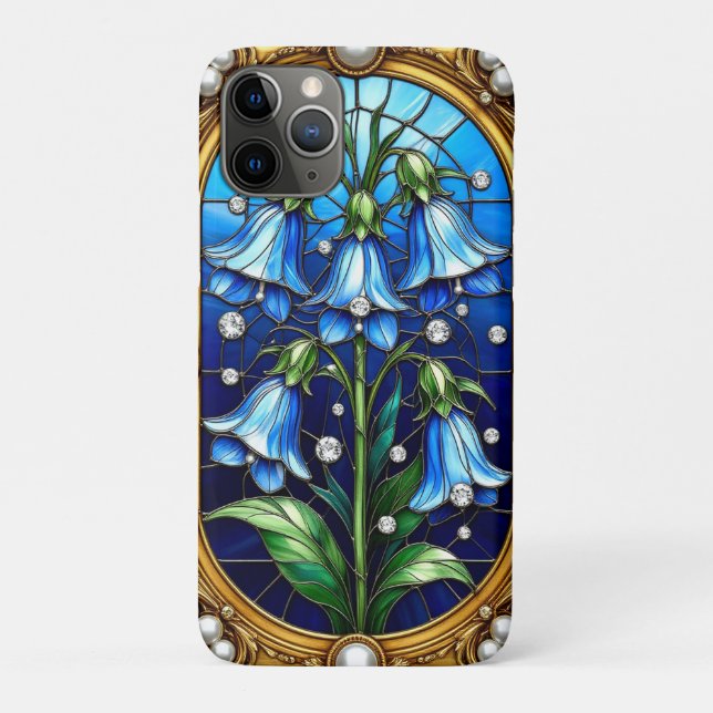 Bluebell-Blume und Goldene Rahmen Case-Mate iPhone Hülle (Rückseite)