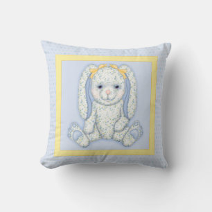 Bluebell Bunny Polka Dots und gelbe Grenze Kissen