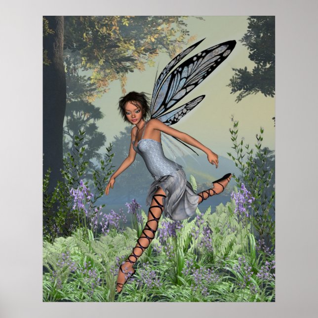 Bluebell Fairy im Frühjahr-Wald Poster (Vorne)
