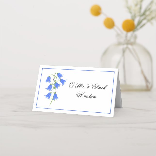 Bluebell Flowers Place Card Tent Platzkarte (Vorderseite)
