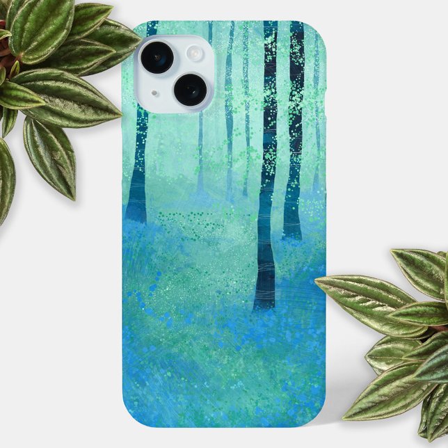 Bluebell Forest Case-Mate iPhone Hülle (Bluebell forest woodland landscape abstract art cell phone case)