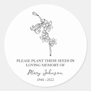 Bluebell Memorial Beerdigung Seed Packet Runder Aufkleber