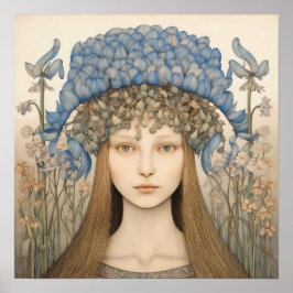 Bluebell Portrait Art Print Poster