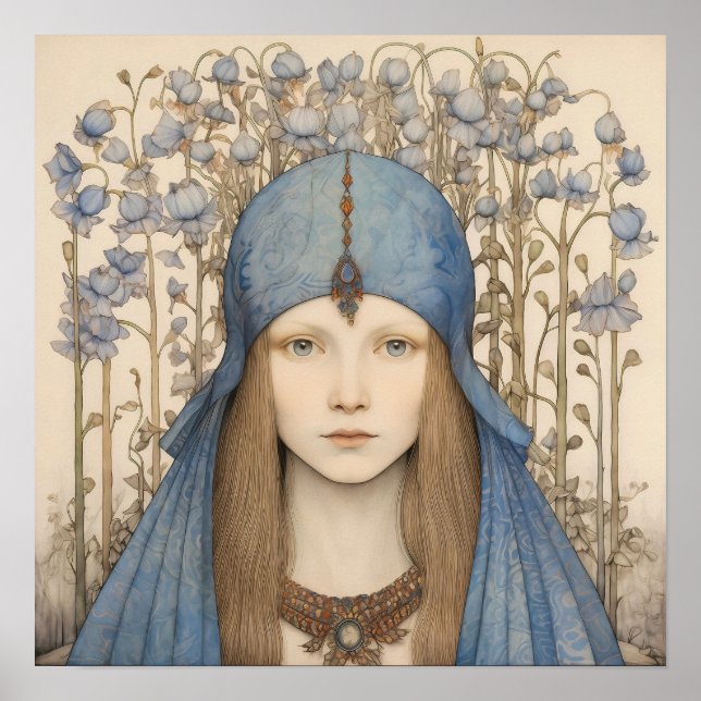 Bluebell Portrait Art Print Poster (Vorne)