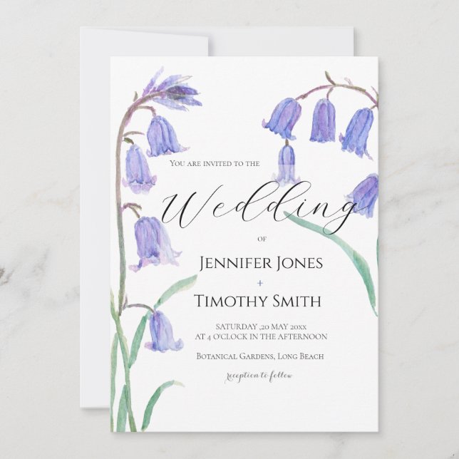bluebell watercolor wedding invitation  einladung (Vorderseite)