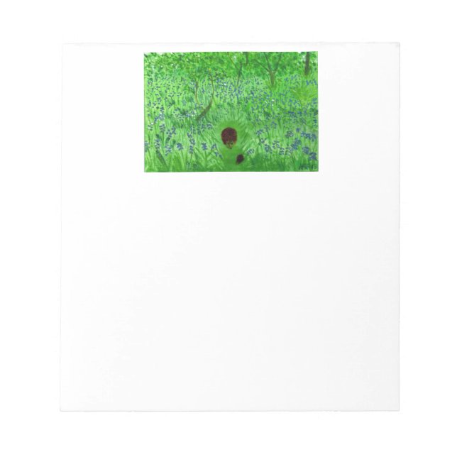 Bluebell Woodland Igel Notizblock (Vorderseite)