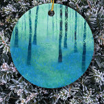 Bluebell Woodland Malerei Keramik Ornament<br><div class="desc">Ein friedlicher Wald voller Bluebells im Frühling. Moderne Landschaftsmalerei in Blau und Grün.</div>