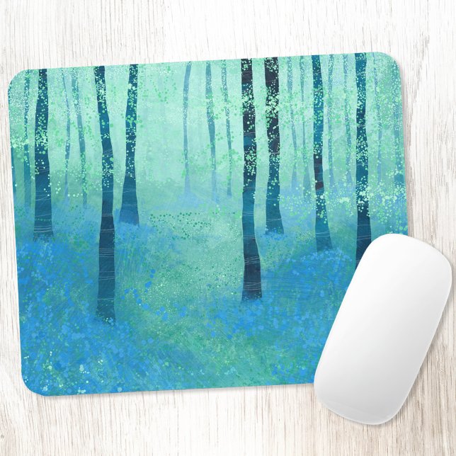 Bluebell Woodland Mousepad (Bluebell woodland forest landscape art mousemat)
