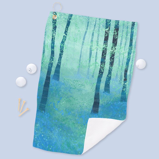 Bluebell Woodland Paiting Golfhandtuch (Bluebell woodlands forest abstract art golf towel)