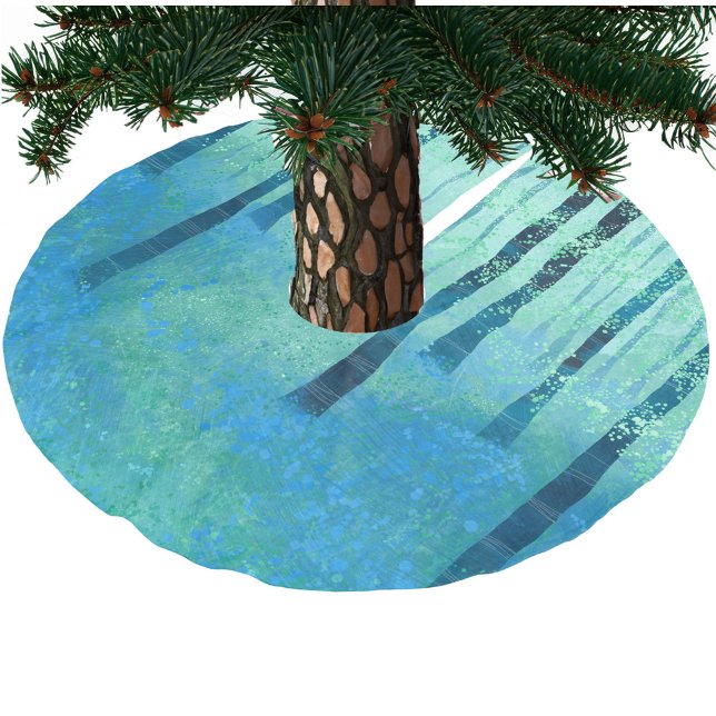 Bluebell Woodland Polyester Weihnachtsbaumdecke (Bluebell Forest Woodland art festive Christmas tree skirt)