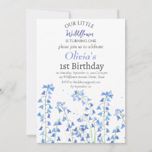 Bluebells 1. Geburtstag Blue Floral Einladung