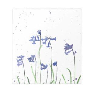 Bluebells Aquarellblau Blütenwald Notizblock