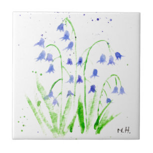 Bluebells Aquarellblau hübsch elegant Fliese
