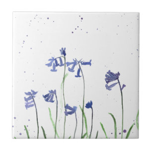 Bluebells Aquarellblau hübsch elegant Fliese