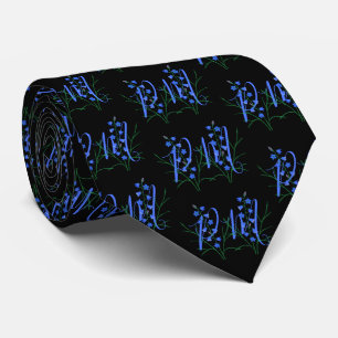 Bluebells Black Monogram Neck Tie Krawatte
