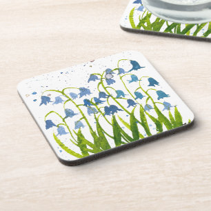 Bluebells blaue Wildblumen Aquarellnatur Art Getränkeuntersetzer