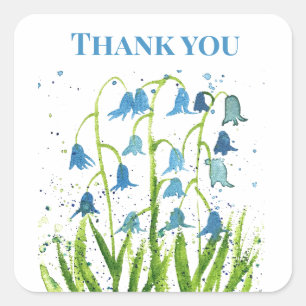 Bluebells Blue Floral Brautparty Hochzeiten Quadratischer Aufkleber
