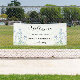 Bluebells Blue Flowers Rustic Elegante Wedding Banner