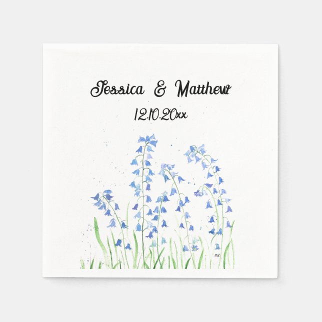 Bluebells Blume Blumen Wasserfarben Natur Hochzeit Serviette (Vorderseite)