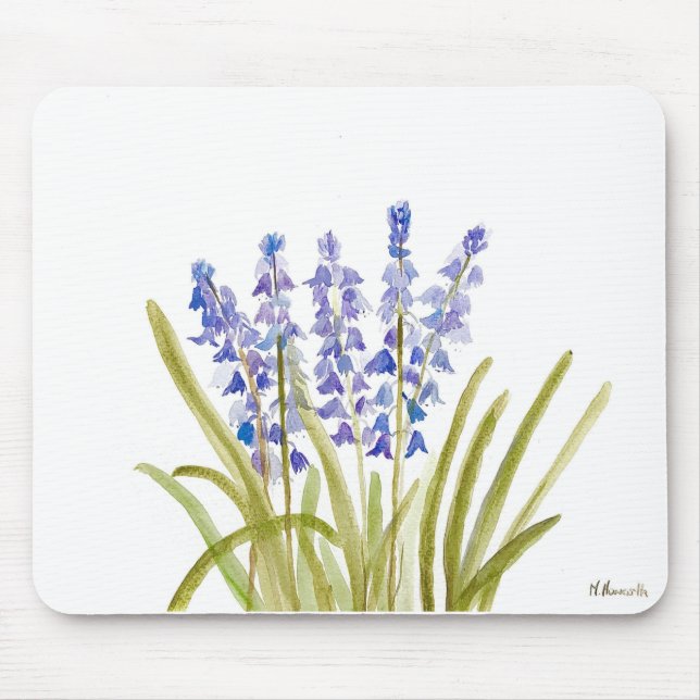 Bluebells Blume mit eleganten Aquarellen Mousepad (Vorne)