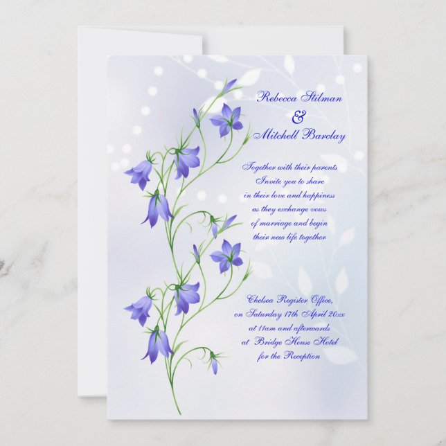 Bluebells-Blumen, die Einladung Wedding sind (Vorderseite)