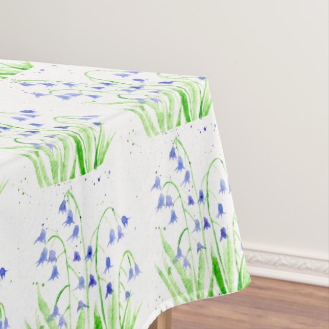 Bluebells Frühlingsblütenfarbe lila rustikal Tischdecke (Beispiel)