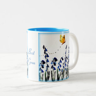 Bluebells-Schmetterling mit Blumen Zweifarbige Tasse