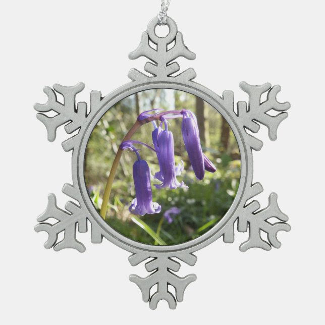 Bluebells-Schneeflocke-Verzierung Schneeflocken Zinn-Ornament (Vorderseite)