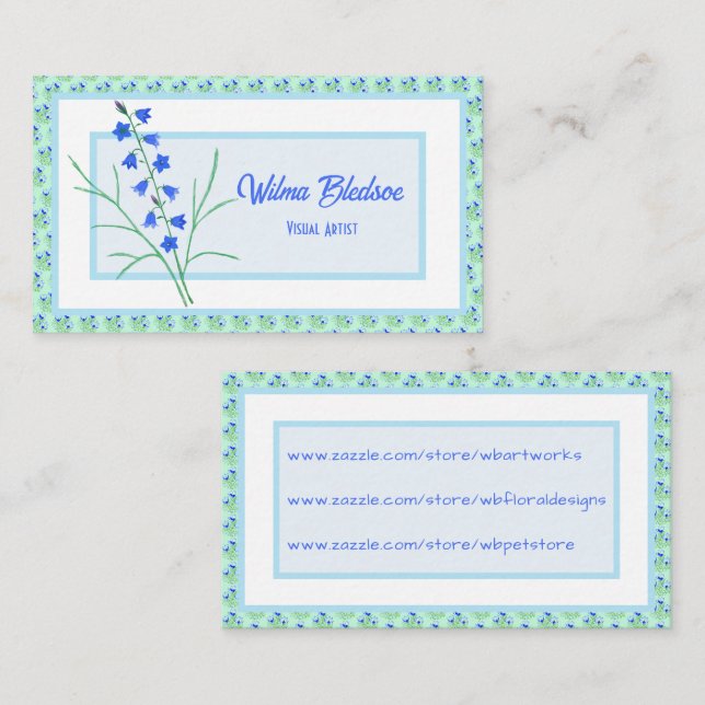 Bluebells und Blue Crocuses Pastel Business Card Telefonnummerkarte (Vorne/Hinten)