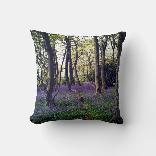 Bluebells Wald Bloral modern elegant Beautiful Kissen (Vorderseite)