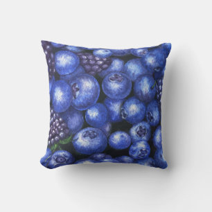 Blueberries BlackBerry Watercolor Seamless Patt Kissen