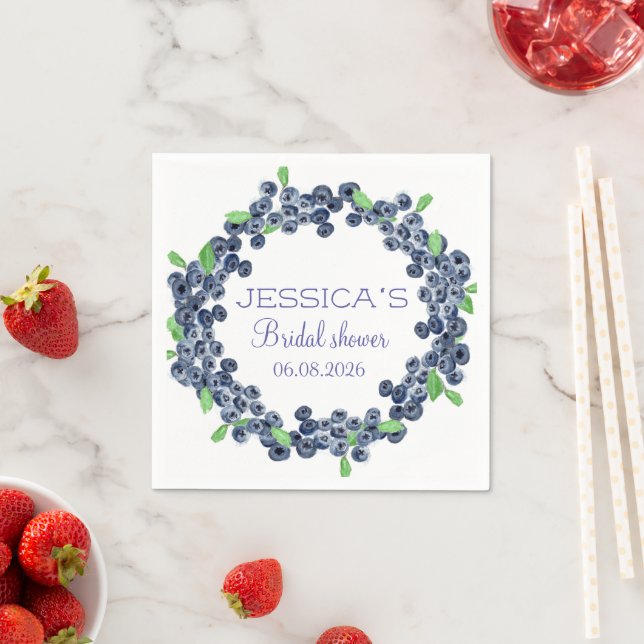 Blueberries Blueberry Frucht Brautparty Party Serviette (Beispiel)