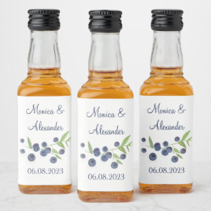 Blueberries Blueberry Frucht Sommerhochzeit Alkoholflaschenetikett