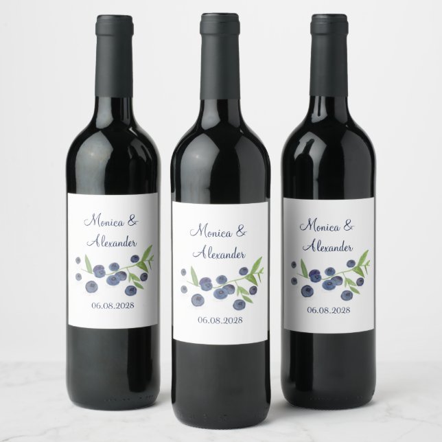 Blueberries Blueberry Frucht Sommerhochzeit Weinetikett (Flaschen)